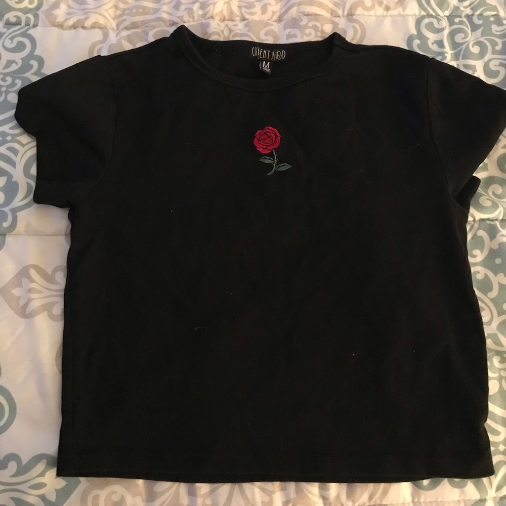 rose crop shirt y2k baby tee